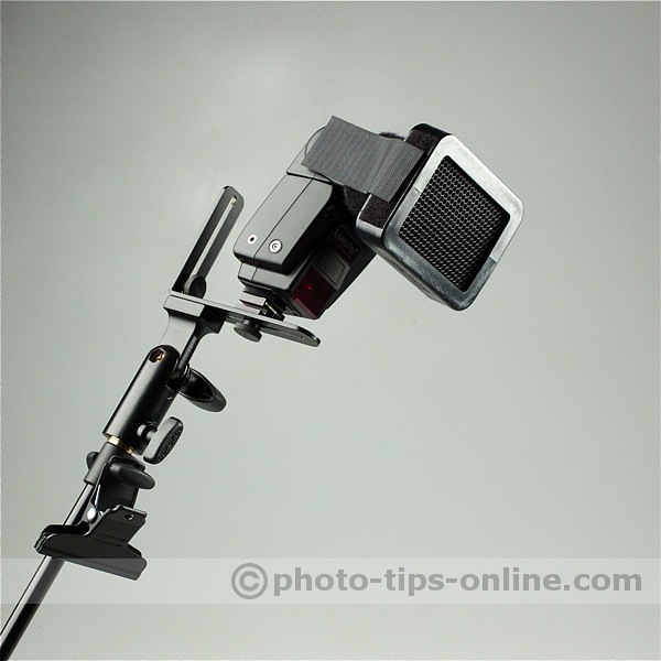 LumoPro Reflector Arm Holder: LumoPro LP160 with HonlPhoto Speed Grid