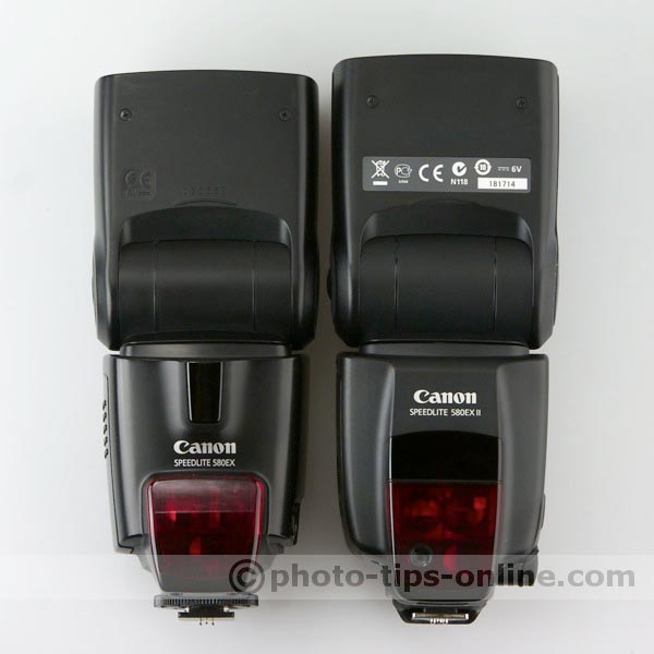 Canon Speedlite 580EX vs. Canon Speedlite 580EX II: full length, front