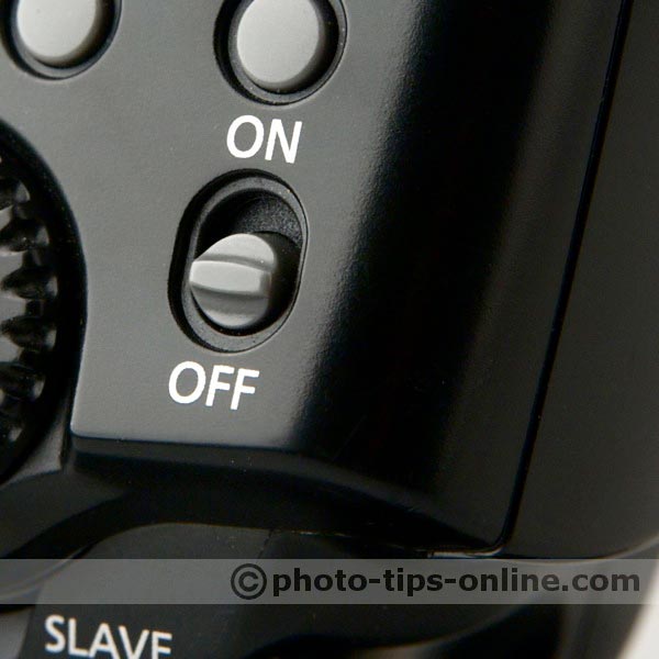 Canon Speedlite 580EX: power switch, on/off