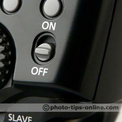 Canon Speedlite 580EX: power switch, on/off