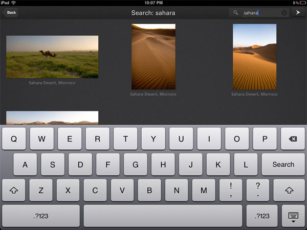 Focus Point iPad photo browser: search function