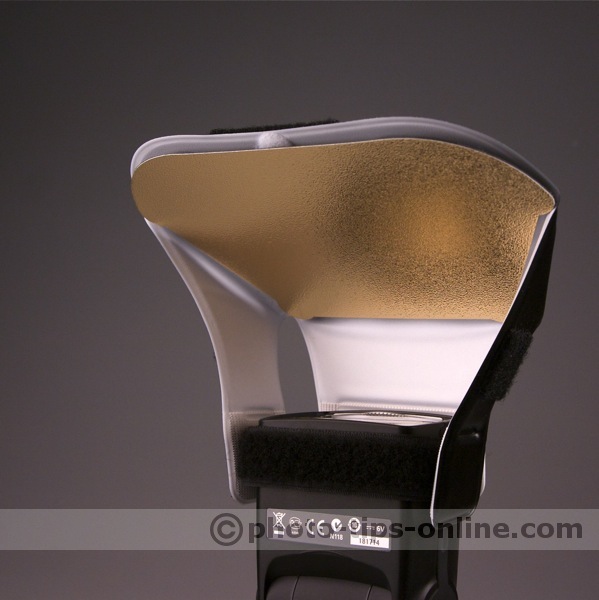 LumiQuest ProMax System flash diffuser: gold insert attached