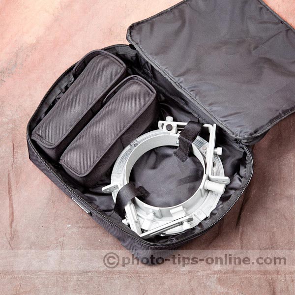 LumoPro LP739 Double Flash Speedring Bracket: carrying case takes two speedlights