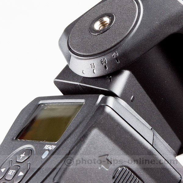 LumoPro LP180 flash: tilting angle marks