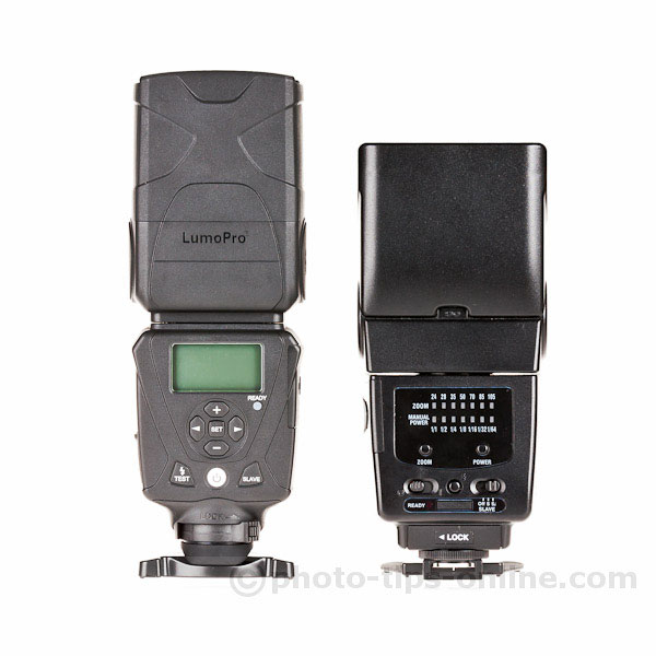 LumoPro LP180 flash: compared to LumoPro LP160, back