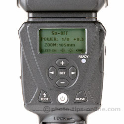 LumoPro LP180 flash: LCD screen, controls