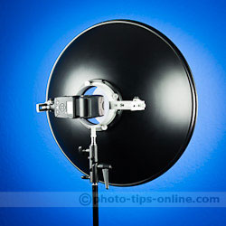 LumoPro Beauty Dish: LP180 mounted