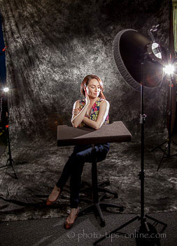 LumoPro Posing Stool and Table: behind-the-scenes, female  portrait