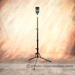 LumoPro Ultra Compact Light Stand: using with a speedlight, highest position