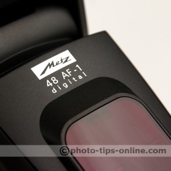 Metz Mecablitz 48 AF-1 flash: logo, close up