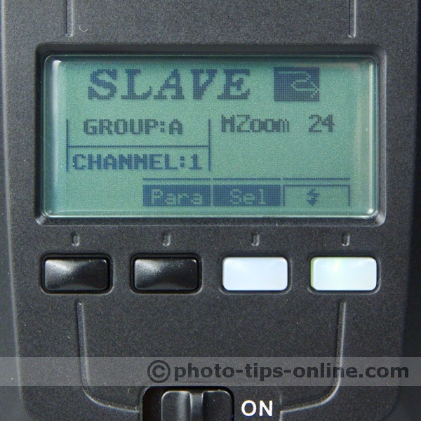 Metz Mecablitz 58 AF-1 flash: wireless slave mode menu