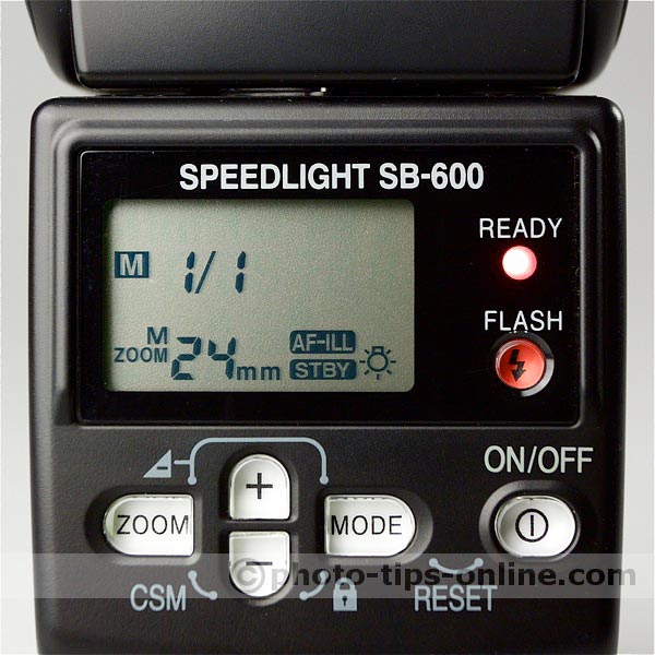 Nikon Speedlight SB-600 flash: LCD screen layout