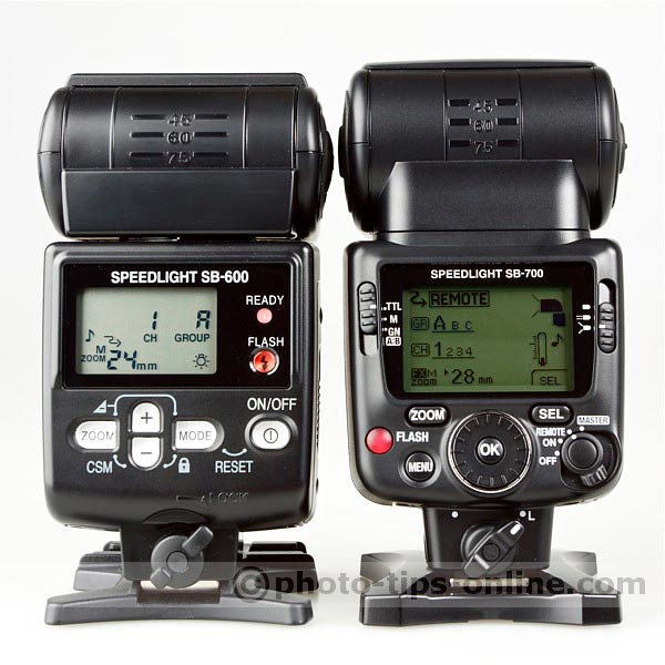 Nikon Speedlight SB-700 vs. Nikon Speedlight SB-600: both flashes set to remote, group A, channel 1