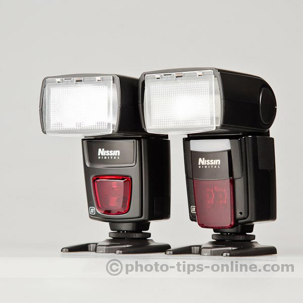 Nissin Di622 II vs. Nissin Di866 II: front angle view, wide-angle diffusing panels