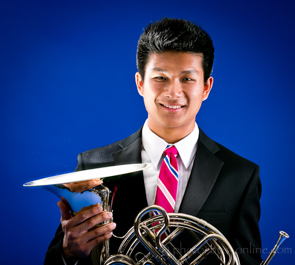 Nissin Di700 flash: Sf mode example, hiding in a French Horn, no flare