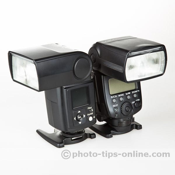 Nissin Di866 II vs. Canon Speedlite 580EX II: flash head rotation limitations to the left