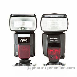 Nissin Di866 II vs. Canon Speedlite 580EX II: front view