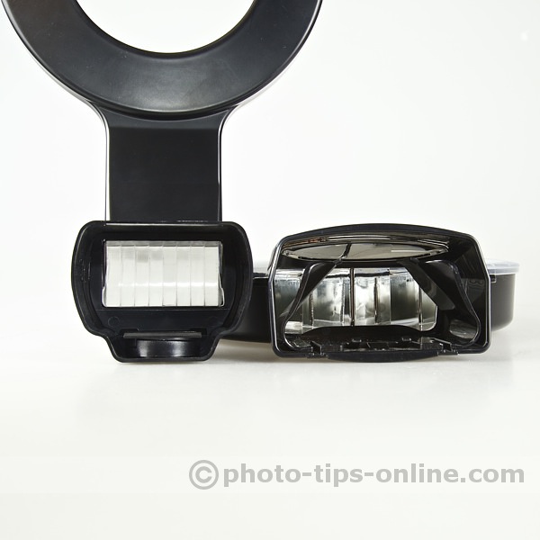 Orbis vs. Ray Flash: attachment design comparison, Orbis (right) features a universal mount