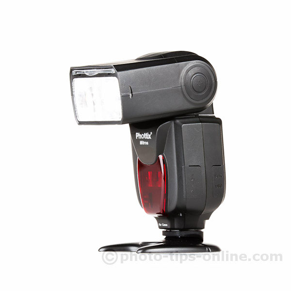 Phottix Mitros flash: tilted down 7 degrees, aids macro applications