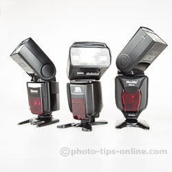 Pixel X800C vs. Nissin Di866 II vs. Phottix Mitros, flash head tilt