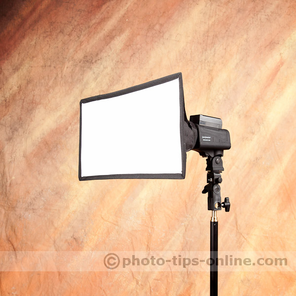 Promaster Duolight 250 hybrid flash accessories: softbox/stripbox, positioned horizontally