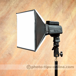 Promaster Duolight 250 hybrid flash accessories: using LumiQuest Softbox III, front