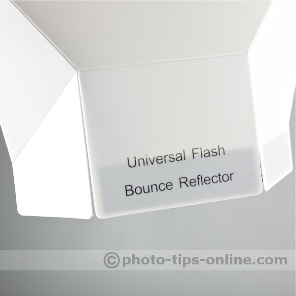 Promaster Universal Bounce Flash Reflector: product name on one of the attachment tabs