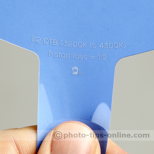 Rogue Gels: gel labels, color temperature information, white balance symbol, 1/2 CTB filter shown