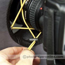 RoundFlash ring flash adapter: tightening the mounting rope