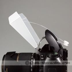 Speedlight Pro Kit Mini Bounce: side view, on camera