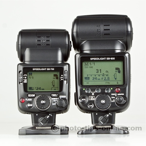 Nikon Speedlight SB-700 vs. SB-900: manual mode, full power, side-by-side